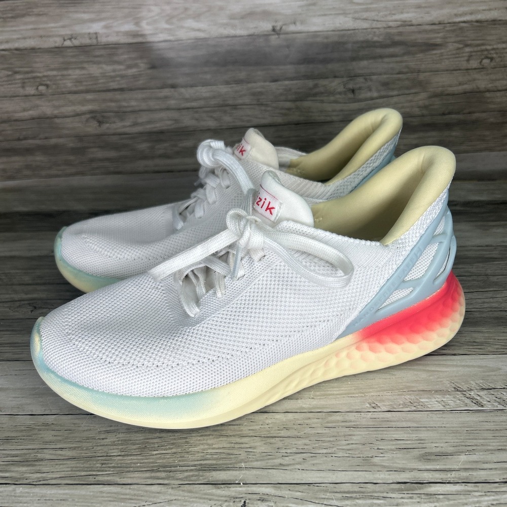 Kizik Womens Sneakers White Athens Sunrise Hands-Free Lace Up Shoes Size 7.5